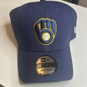 New Era Brewers Navy and Yellow 39THIRTY Stretch-Fit Cap
